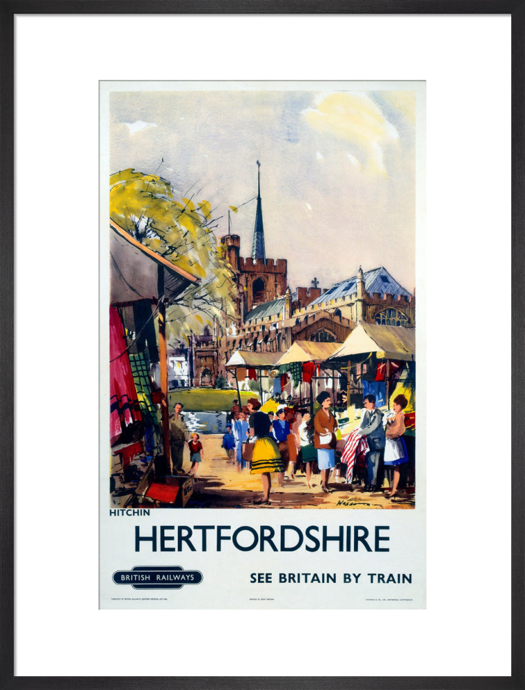 'Hitchin, Hertfordshire - See Britain by Train', BR (ER) poster, c 1955-1965. art print large black Art Print - Science Museum Shop