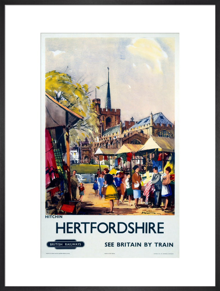 'Hitchin, Hertfordshire - See Britain by Train', BR (ER) poster, c 1955-1965. art print extra large black Art Print - Science Museum Shop