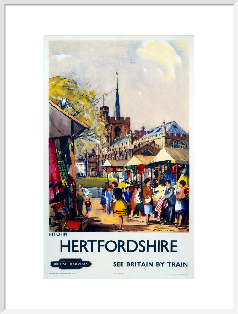 'Hitchin, Hertfordshire - See Britain by Train', BR (ER) poster, c 1955-1965. art print extra large white Art Print - Science Museum Shop