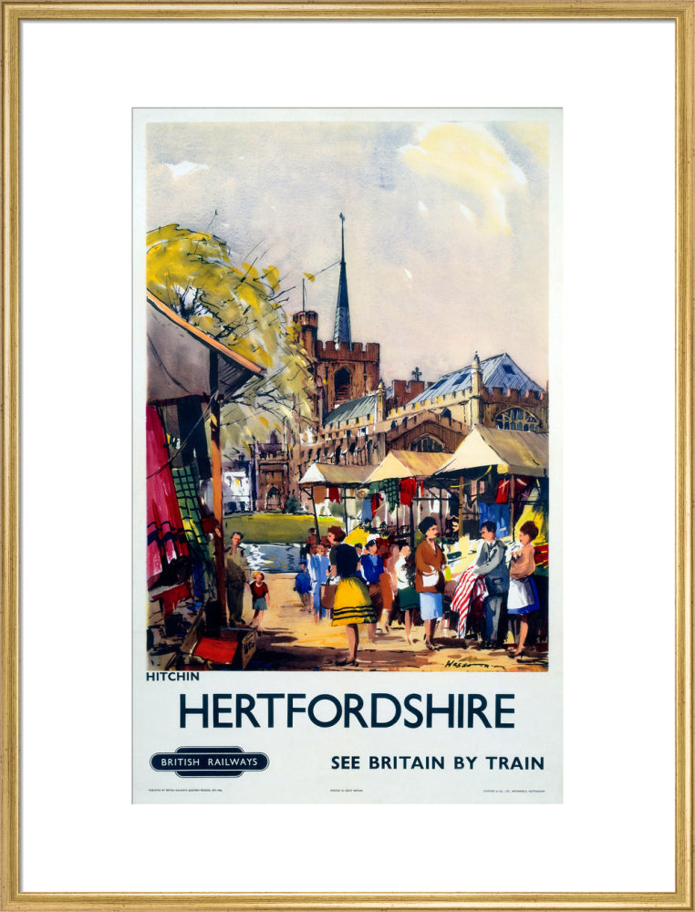 'Hitchin, Hertfordshire - See Britain by Train', BR (ER) poster, c 1955-1965. art print extra large gold Art Print - Science Museum Shop