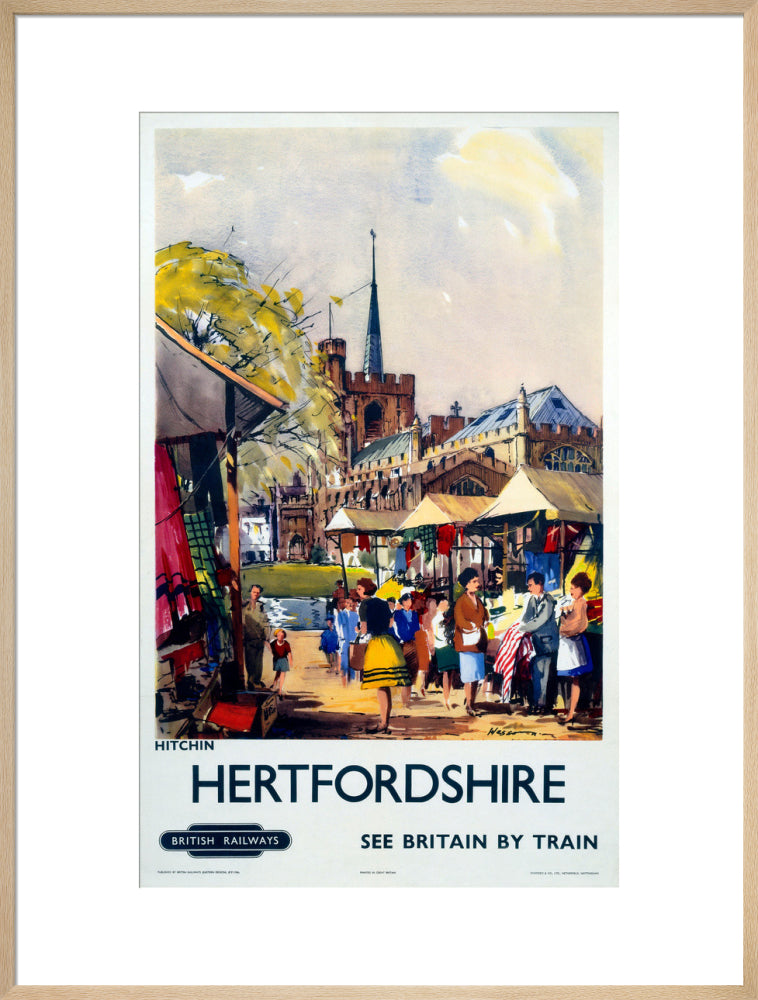 'Hitchin, Hertfordshire - See Britain by Train', BR (ER) poster, c 1955-1965. art print extra large natural Art Print - Science Museum Shop