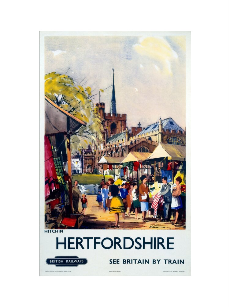 'Hitchin, Hertfordshire - See Britain by Train', BR (ER) poster, c 1955-1965. art print medium none Art Print - Science Museum Shop