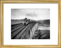 Coronation A4 Class steam locomotive crosses the Royal Border Bridge at Berwick-upon-Tweed, 1937. art print small gold Art Print - Science Museum Shop