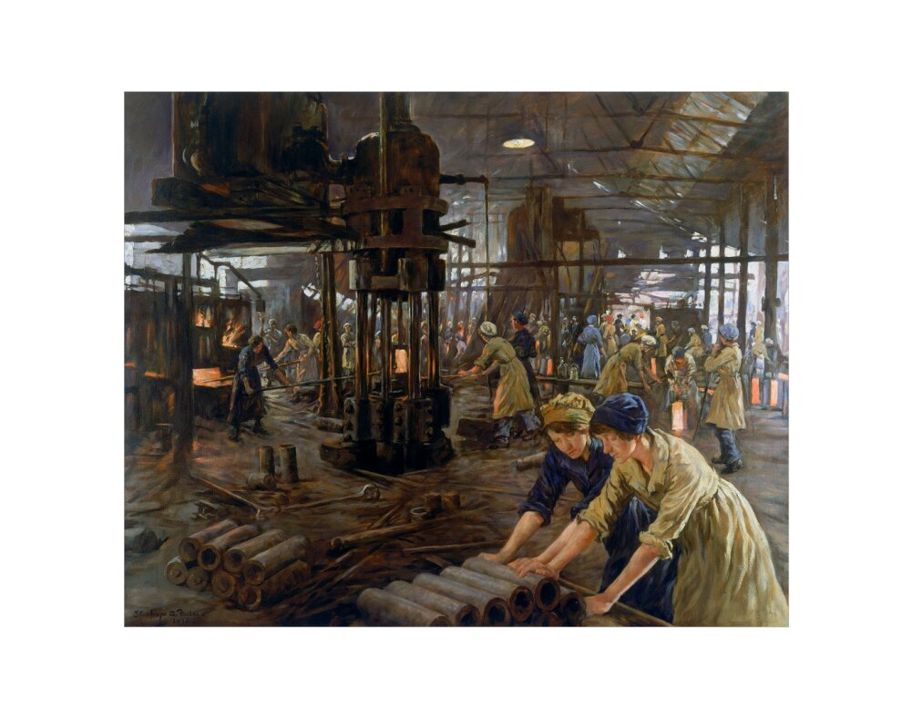 The Munitions Girls' oil painting, England, 1918. art print extra small none Art Print - Science Museum Shop