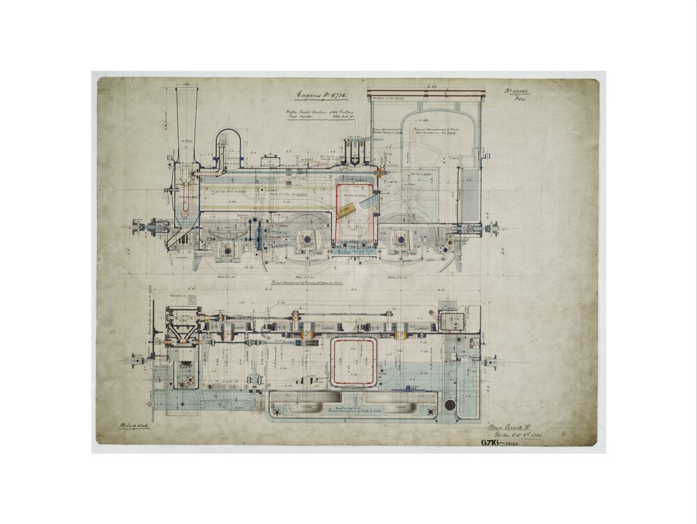 General arrangement drawing of Batavia Ooster Railway (Indonesia) '2-4-0' tank locomotive.39565_6716 art print large none Art Print - Science Museum Shop