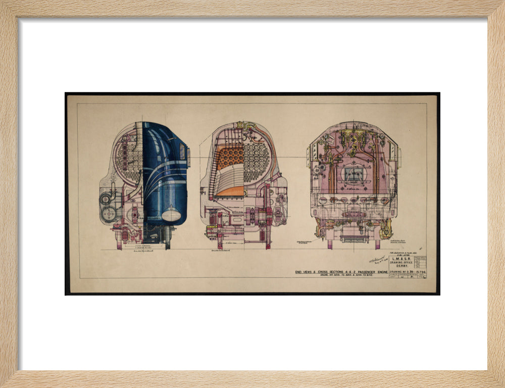 LM&SR Drawing No.D39-15794 of 4-6-2 Passenger Engine, 'Duchess of Hamilton'. 9.06.1939 art print small natural Art Print - Science Museum Shop