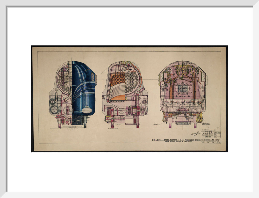 LM&SR Drawing No.D39-15794 of 4-6-2 Passenger Engine, 'Duchess of Hamilton'. 9.06.1939 art print medium white Art Print - Science Museum Shop