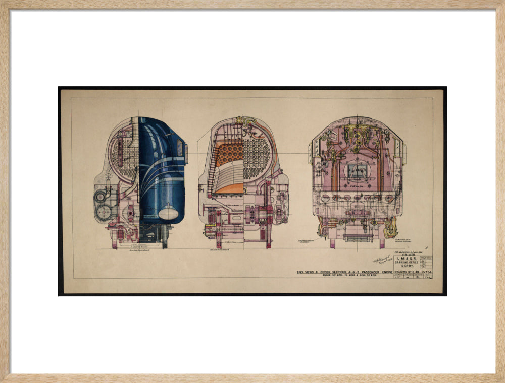 LM&SR Drawing No.D39-15794 of 4-6-2 Passenger Engine, 'Duchess of Hamilton'. 9.06.1939 art print large natural Art Print - Science Museum Shop