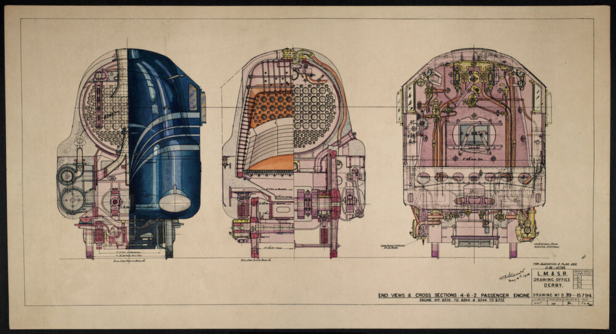 LM&SR Drawing No.D39-15794 of 4-6-2 Passenger Engine, 'Duchess of Hamilton'. 9.06.1939 Art Print - Science Museum Shop