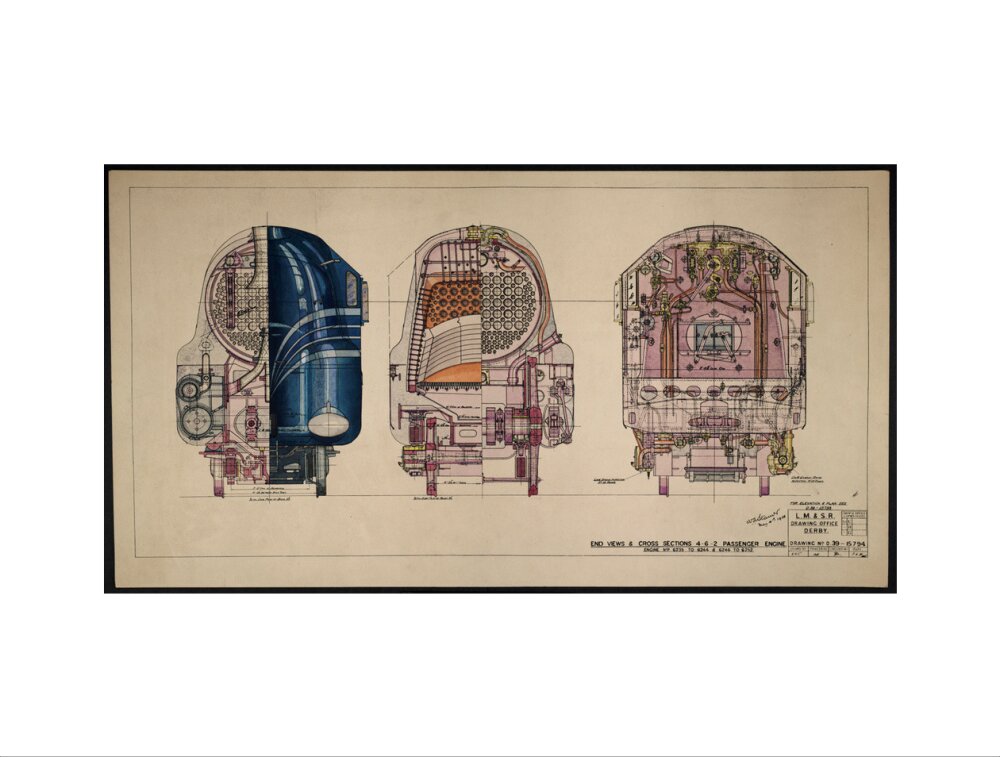 LM&SR Drawing No.D39-15794 of 4-6-2 Passenger Engine, 'Duchess of Hamilton'. 9.06.1939 art print extra large none Art Print - Science Museum Shop