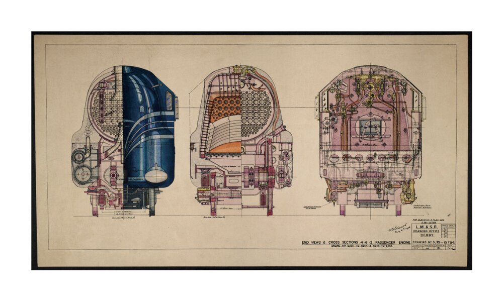 LM&SR Drawing No.D39-15794 of 4-6-2 Passenger Engine, 'Duchess of Hamilton'. 9.06.1939 unstretched canvas extra large none Art Print - Science Museum Shop