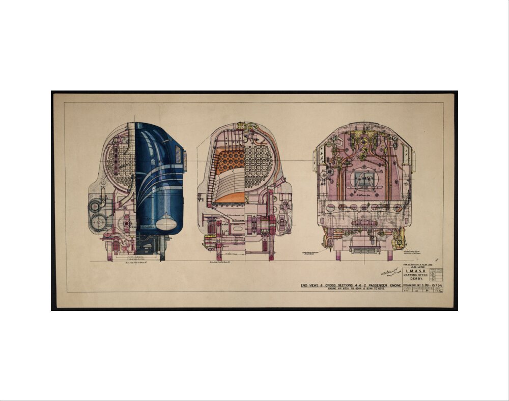 LM&SR Drawing No.D39-15794 of 4-6-2 Passenger Engine, 'Duchess of Hamilton'. 9.06.1939 art print extra small none Art Print - Science Museum Shop
