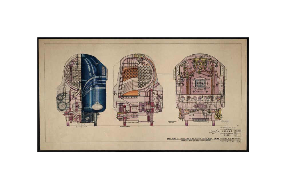 LM&SR Drawing No.D39-15794 of 4-6-2 Passenger Engine, 'Duchess of Hamilton'. 9.06.1939 unstretched canvas small none Art Print - Science Museum Shop