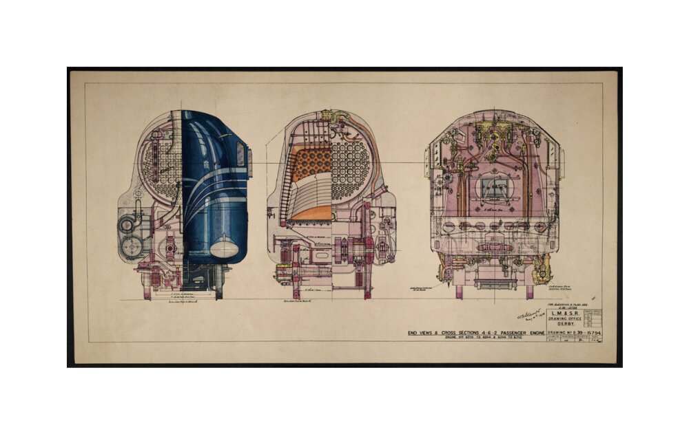 LM&SR Drawing No.D39-15794 of 4-6-2 Passenger Engine, 'Duchess of Hamilton'. 9.06.1939 unstretched canvas medium none Art Print - Science Museum Shop
