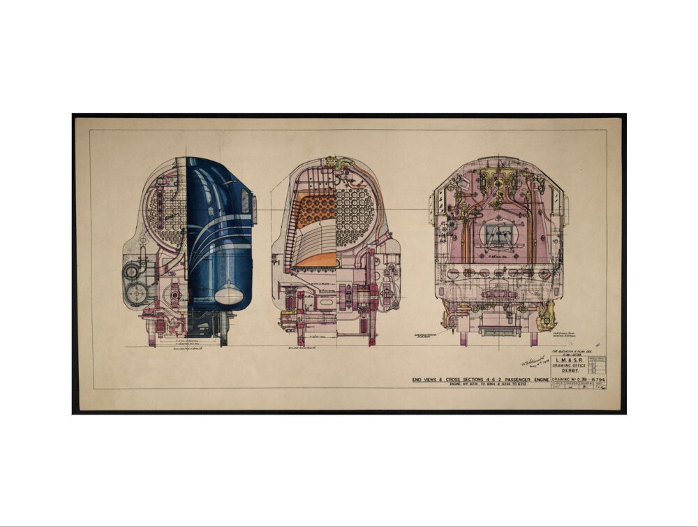 LM&SR Drawing No.D39-15794 of 4-6-2 Passenger Engine, 'Duchess of Hamilton'. 9.06.1939 art print large none Art Print - Science Museum Shop