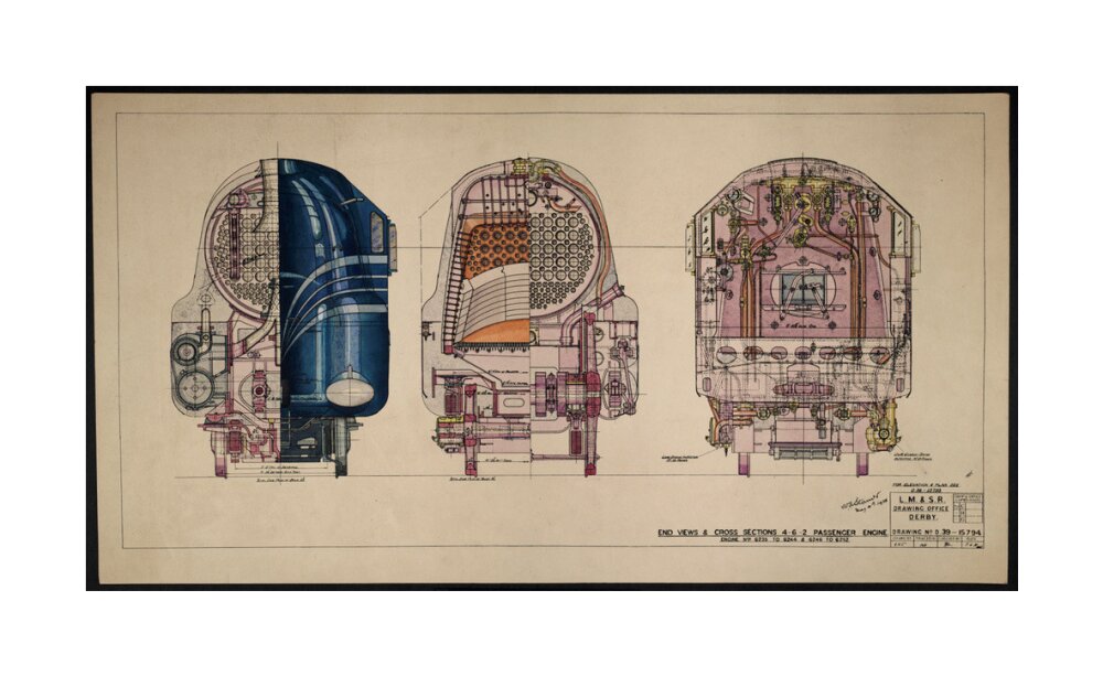 LM&SR Drawing No.D39-15794 of 4-6-2 Passenger Engine, 'Duchess of Hamilton'. 9.06.1939 unstretched canvas large none Art Print - Science Museum Shop