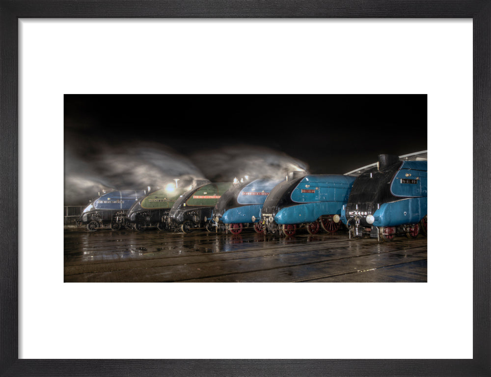 A-4 Class locomotives at the Great Gathering/ Great Goodbye in the National Railway Museum Shildon, 2014. art print small black Art Print - Science Museum Shop