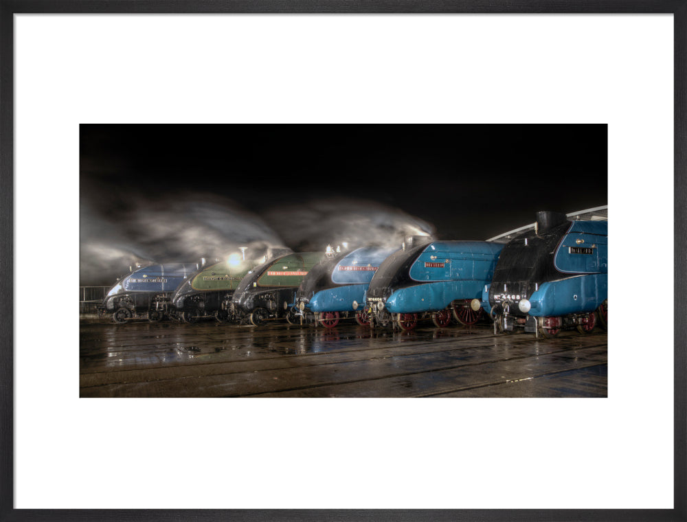 A-4 Class locomotives at the Great Gathering/ Great Goodbye in the National Railway Museum Shildon, 2014. art print large black Art Print - Science Museum Shop