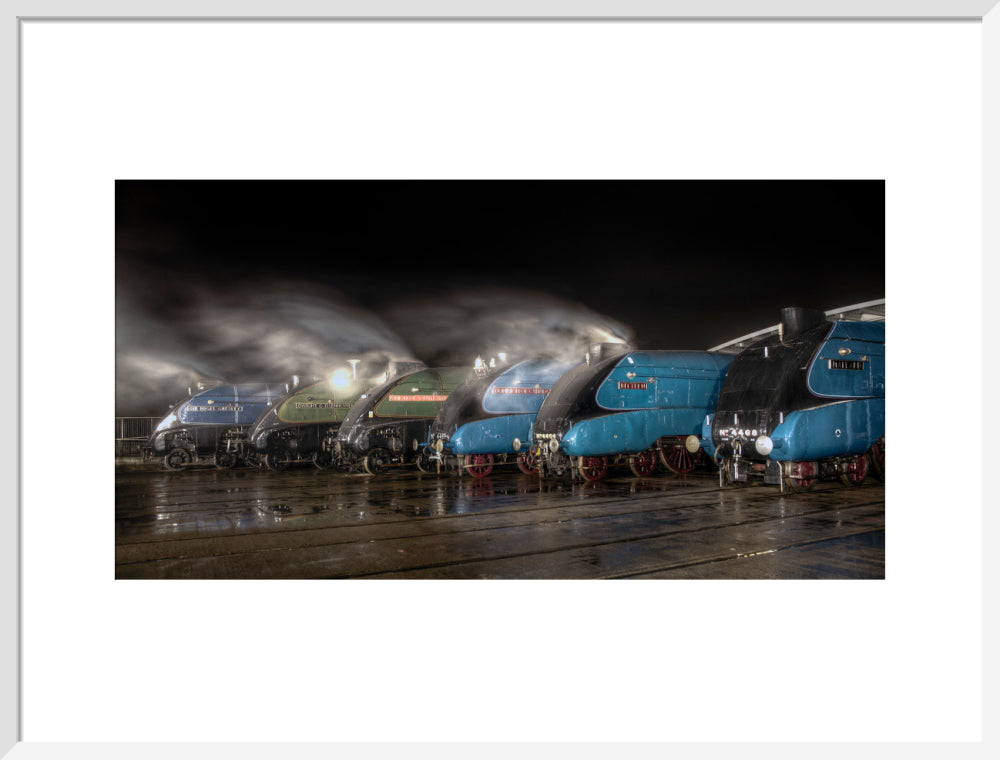 A-4 Class locomotives at the Great Gathering/ Great Goodbye in the National Railway Museum Shildon, 2014. art print large white Art Print - Science Museum Shop