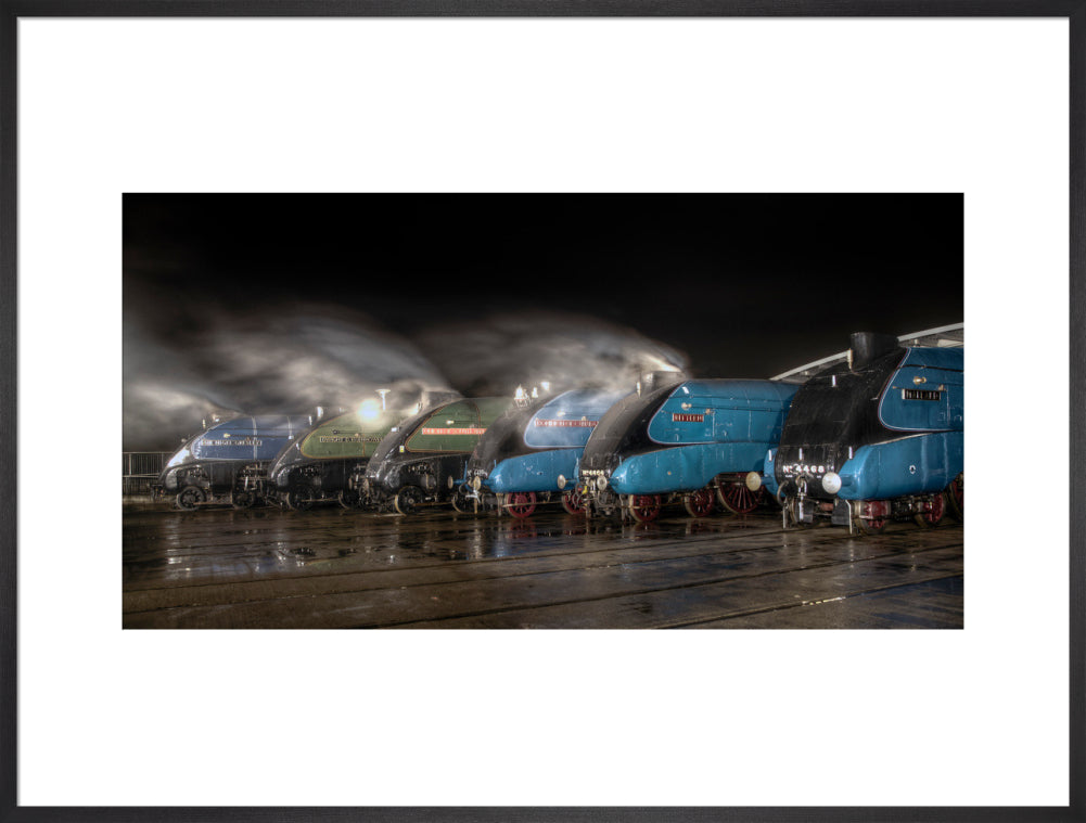 A-4 Class locomotives at the Great Gathering/ Great Goodbye in the National Railway Museum Shildon, 2014. art print extra large black Art Print - Science Museum Shop