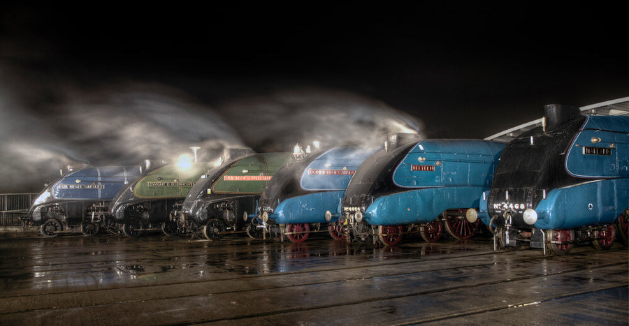 A-4 Class locomotives at the Great Gathering/ Great Goodbye in the National Railway Museum Shildon, 2014. Art Print - Science Museum Shop
