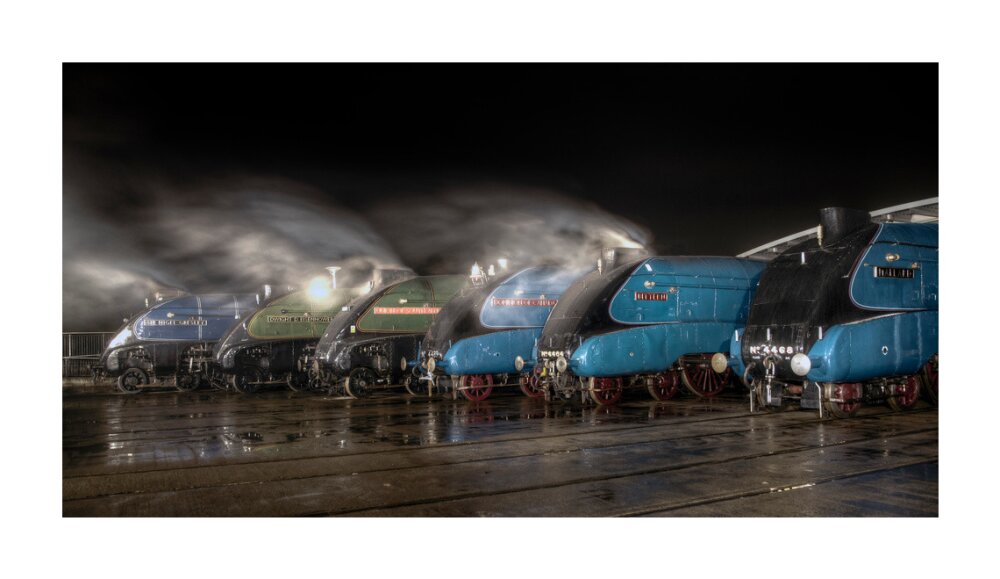A-4 Class locomotives at the Great Gathering/ Great Goodbye in the National Railway Museum Shildon, 2014. unstretched canvas extra large none Art Print - Science Museum Shop