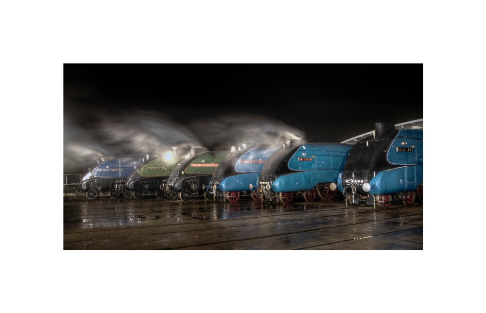 A-4 Class locomotives at the Great Gathering/ Great Goodbye in the National Railway Museum Shildon, 2014. unstretched canvas small none Art Print - Science Museum Shop