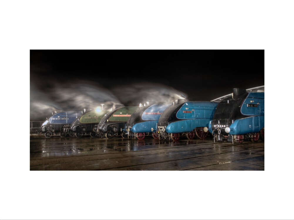 A-4 Class locomotives at the Great Gathering/ Great Goodbye in the National Railway Museum Shildon, 2014. art print medium none Art Print - Science Museum Shop