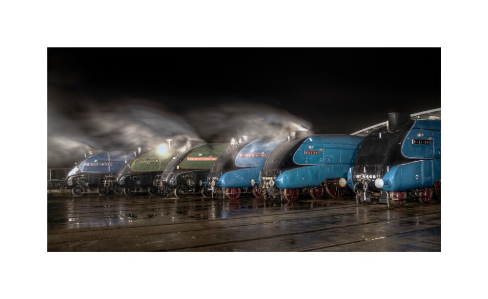 A-4 Class locomotives at the Great Gathering/ Great Goodbye in the National Railway Museum Shildon, 2014. unstretched canvas medium none Art Print - Science Museum Shop