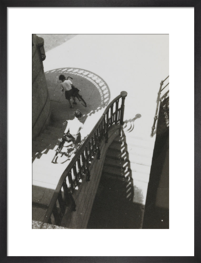 Carrying bicycles down steps art print medium black Art Print - Science Museum Shop