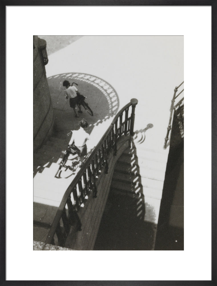 Carrying bicycles down steps art print large black Art Print - Science Museum Shop