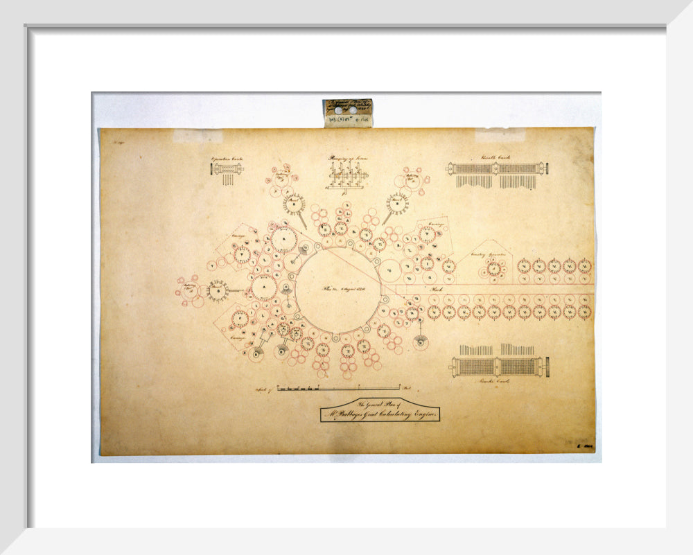 Plan of the analytical engine, 1840. art print extra small white Art Print - Science Museum Shop