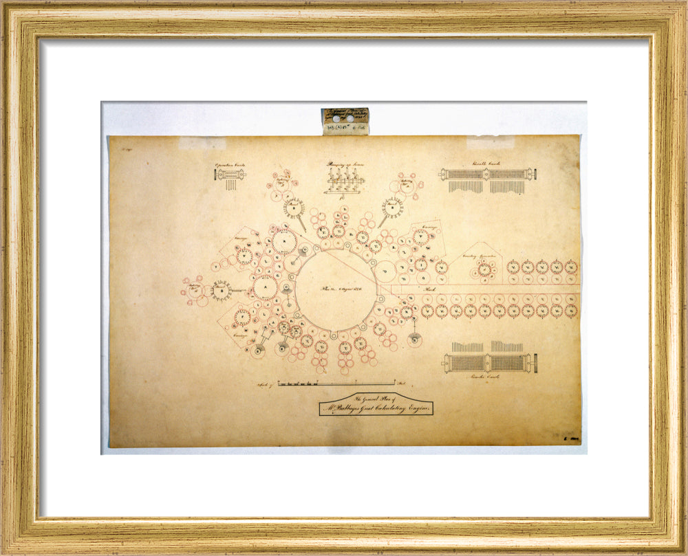 Plan of the analytical engine, 1840. art print extra small gold Art Print - Science Museum Shop