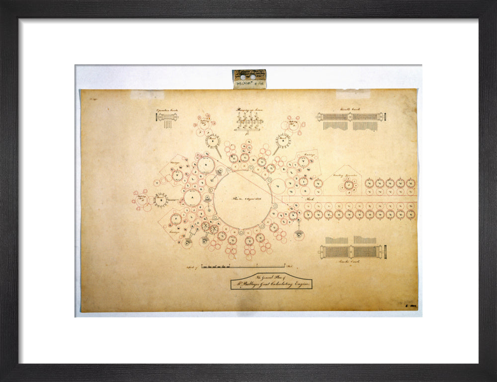 Plan of the analytical engine, 1840. art print small black Art Print - Science Museum Shop