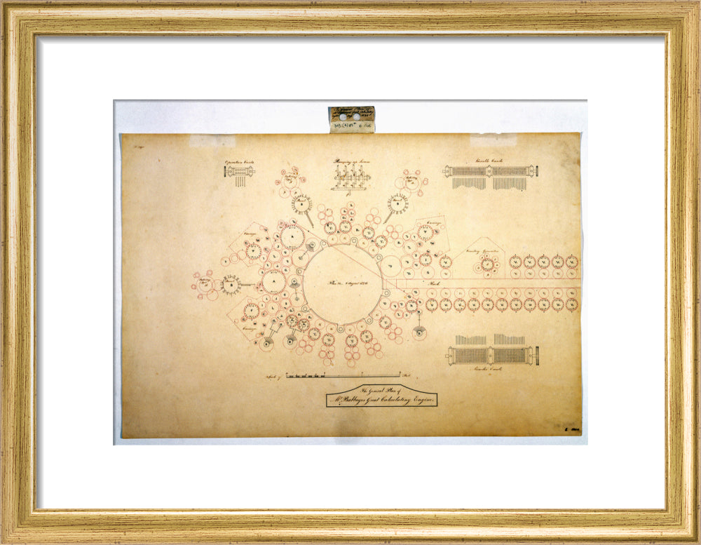 Plan of the analytical engine, 1840. art print small gold Art Print - Science Museum Shop
