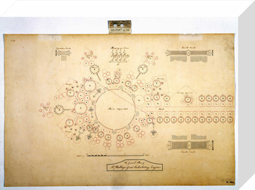 Plan of the analytical engine, 1840. stretched canvas small none Art Print - Science Museum Shop