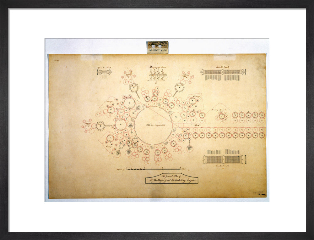 Plan of the analytical engine, 1840. art print medium black Art Print - Science Museum Shop