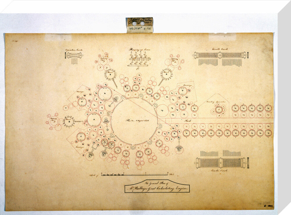 Plan of the analytical engine, 1840. stretched canvas medium none Art Print - Science Museum Shop