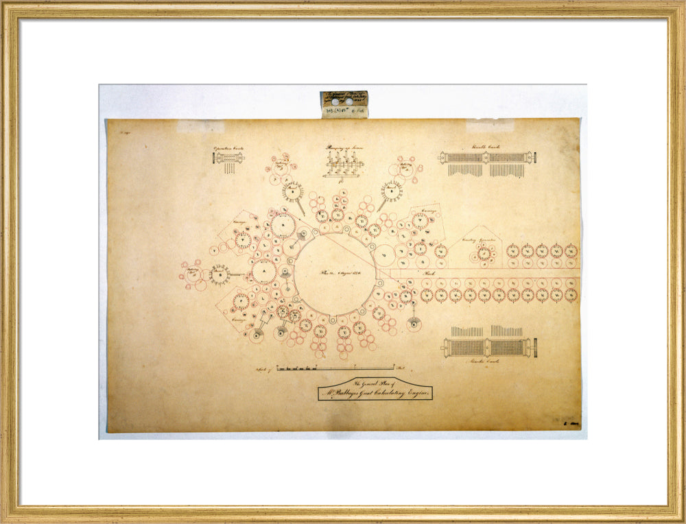 Plan of the analytical engine, 1840. art print large gold Art Print - Science Museum Shop