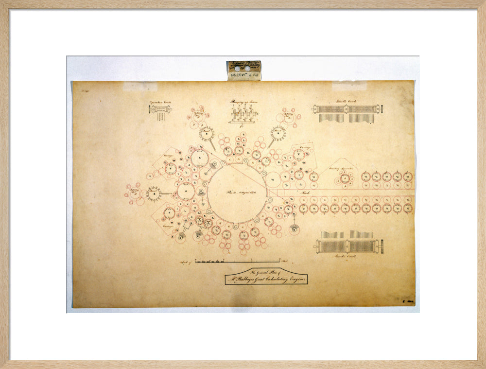 Plan of the analytical engine, 1840. art print large natural Art Print - Science Museum Shop