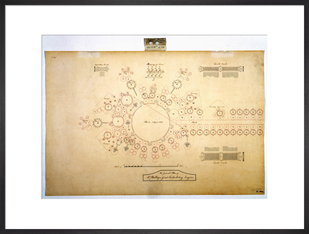 Plan of the analytical engine, 1840. art print extra large black Art Print - Science Museum Shop