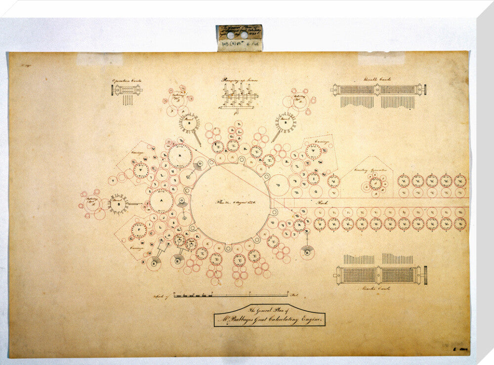 Plan of the analytical engine, 1840. stretched canvas large none Art Print - Science Museum Shop