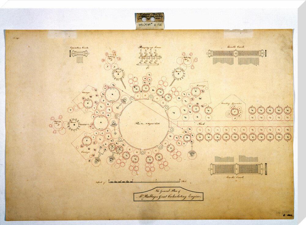 Plan of the analytical engine, 1840. stretched canvas extra large none Art Print - Science Museum Shop