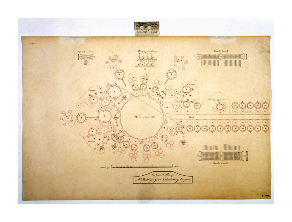 Plan of the analytical engine, 1840. unstretched canvas extra large none Art Print - Science Museum Shop