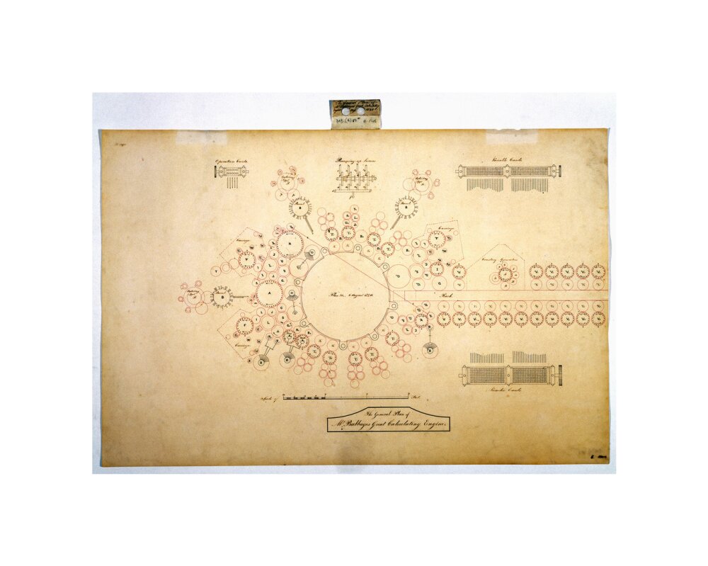 Plan of the analytical engine, 1840. unstretched canvas small none Art Print - Science Museum Shop