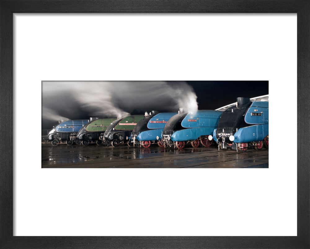 A-4 Class locomotives at the Great Gathering Great Goodbye in the National Railway Museum Shildon, 2014. art print extra small black Art Print - Science Museum Shop