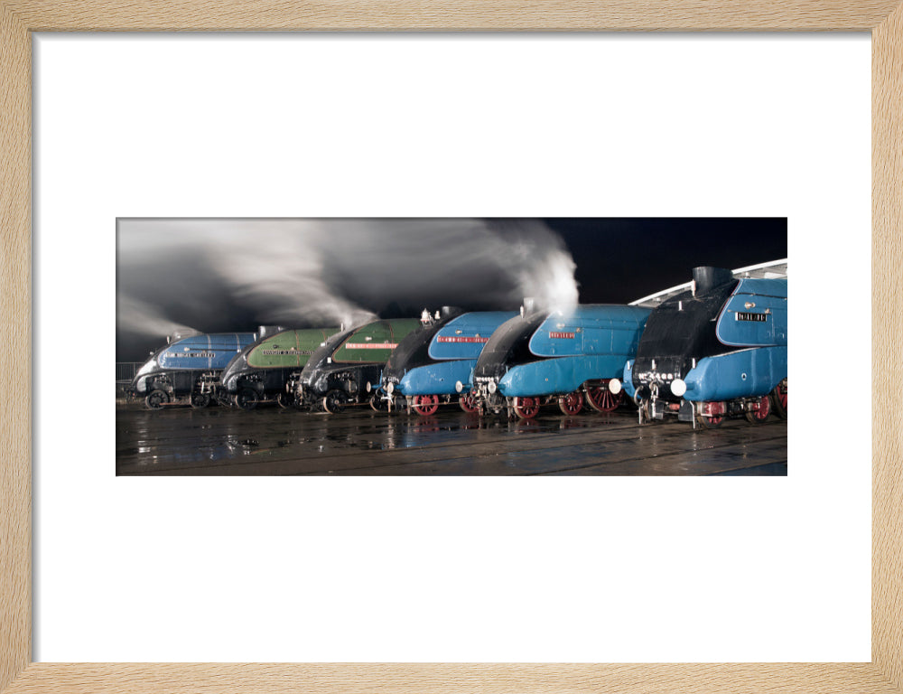 A-4 Class locomotives at the Great Gathering Great Goodbye in the National Railway Museum Shildon, 2014. art print small natural Art Print - Science Museum Shop