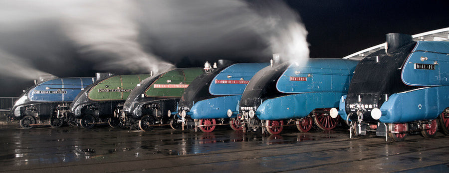 A-4 Class locomotives at the Great Gathering Great Goodbye in the National Railway Museum Shildon, 2014. Art Print - Science Museum Shop