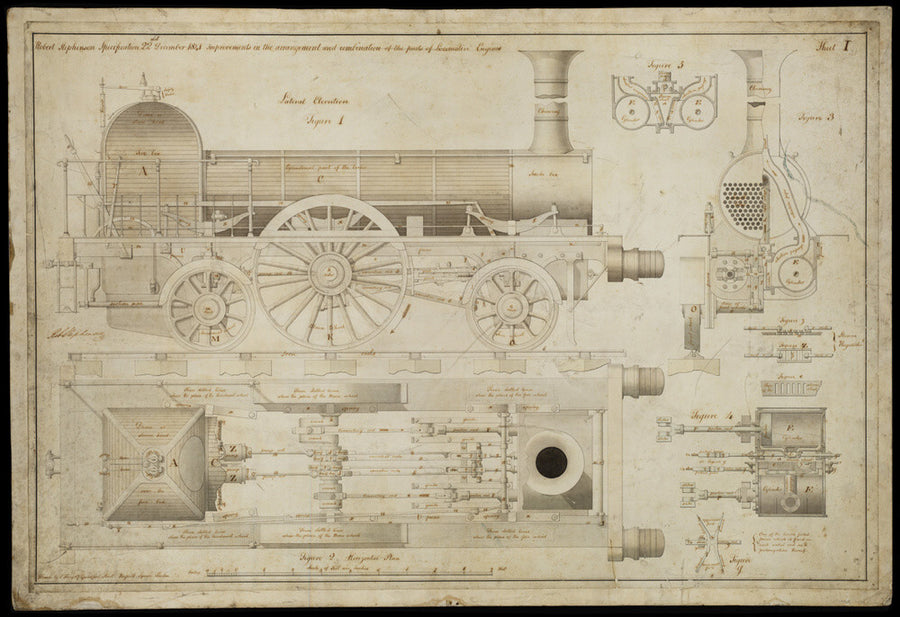 Improvements in the arrangement...of the parts of locomotive engines, 1841 Art Print - Science Museum Shop