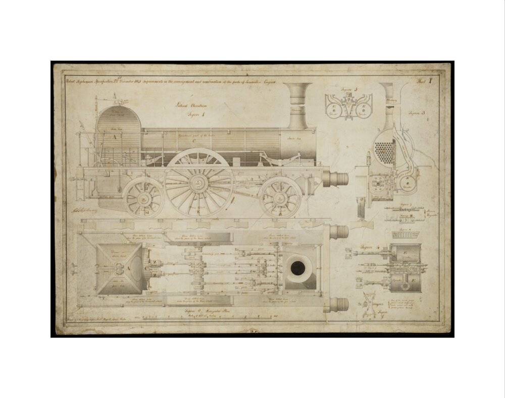 Improvements in the arrangement...of the parts of locomotive engines, 1841 art print extra small none Art Print - Science Museum Shop